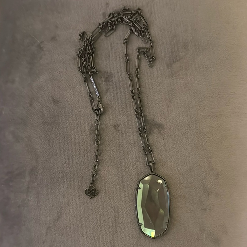 Kendra Scott Reid Necklace in gunmetal and black dichroic glass